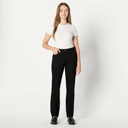 Amazon Essentials Women's High-Rise Straight Leg Jean, Black, 12