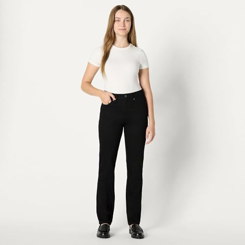 Amazon Essentials Women's High-Rise Straight Leg Jean, Black, 12