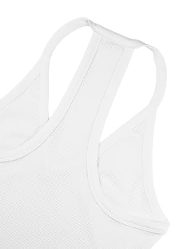 iGENJUN Workout Tops for Women Racerback Tank Tops 2026 Yoga Gym Ribbed Sleeveless Shirts Clothes,M,White