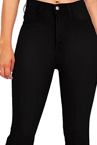 KDF Women's Black Bell Bottom Jeans for Women High Waisted Flare Bootcut Stretch Plus Size Slimming Bell Bottom Pants for Women, 8, Black