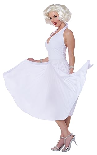 White Halter Dress Costume - Vintage Hollywood Glamour Outfit for Women