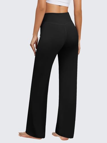 FireSwan Yoga Pants Women Wide Leg Pants High Waist Stretch Dress Loose Casual Lounge Sweatpants with Pockets Black