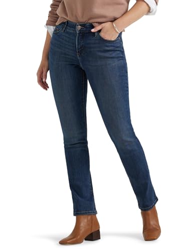Lee Women's Ultra Lux Comfort with Flex Motion Straight Leg Jean, Royal Chakra, 12 Short