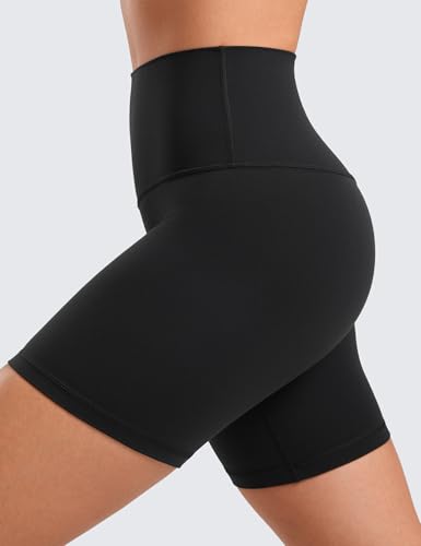 CRZ YOGA ButterLuxe Biker Shorts 6" - High Waisted Workout Running Volleyball Spandex Yoga Womens Black Medium