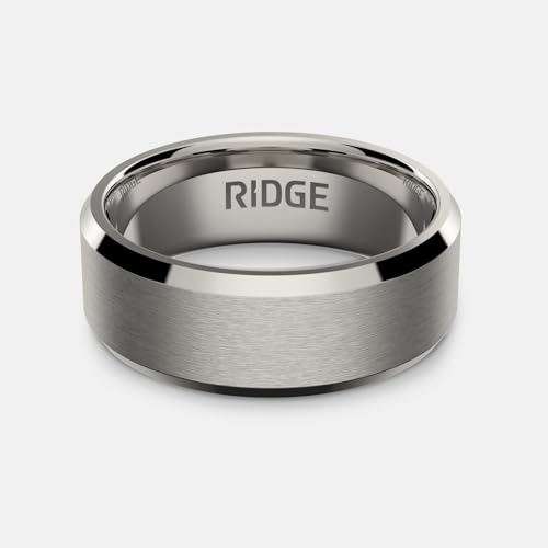 Ridge Beveled Ring Set 8mm - Platinum - 9.5