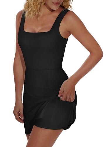 OFEEFAN Little Black Dress Women Athletic Mini Tennis Golf Bodycon Shorts Cute Active Summer Clothes Workout Skort Graduation Spring Outfits S