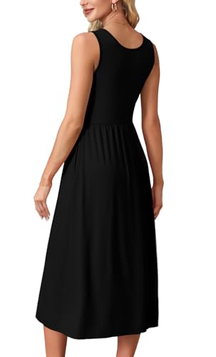 WIHOLL Summer Dresses for Women Flowy Casual Midi Dress Beach Vacation Sundresses with Pockets