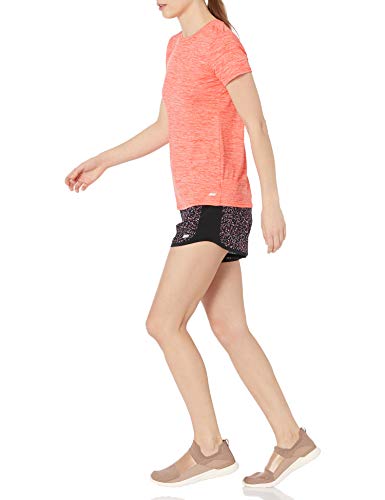 Amazon Essentials Women's Active Quick Dry Tech Stretch Short-Sleeve Crewneck T-Shirt, Pack of 2, Coral Orange Space Dye/Light Blue Space Dye, X-Large