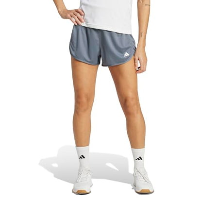 Adidas Women's Pacer Essentials Knit High-Rise Shorts, Onix/White, X-Small/5"