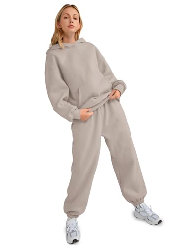 AUTOMET Women 2 Piece Outfits 2026 Plus Size Fall Vacation Fashion Lounge Set Airport Travel Pants Leisure Winter Clothes Sweatsuits CoffeeGrey M