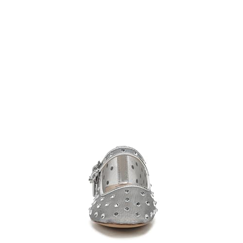 Sam Edelman Women's Michaela Mary Jane Flat, Soft Silver Glitz Mesh, 6.5
