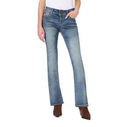 WallFlower Women's InstaStretch Luscious Curvy Bootcut Jeans, Basil, 11