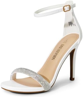 Women's Floral Ankle Strap Stiletto Heeled Sandals – Open Toe Dressy Party Shoes 10 Nude Suede