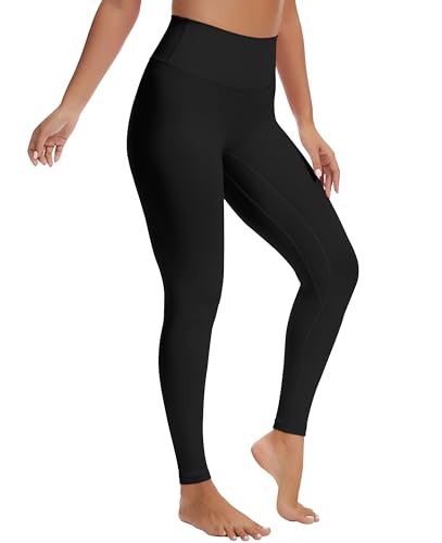 VIMPEP Women’s Buttery Soft High Waisted 25” Inseam Leggings No Front Seam Yoga Pants Tummy Control, for Workout Lounge YJ03 Black M