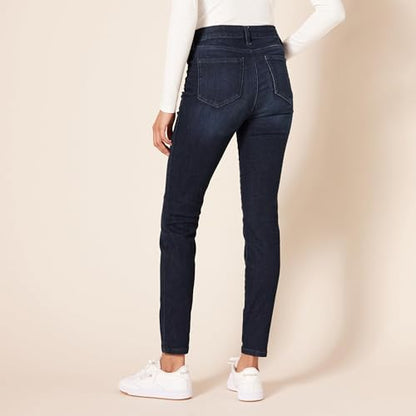 Amazon Essentials Women's Mid-Rise Stretchy Skinny Jeans, Dark Wash, 16