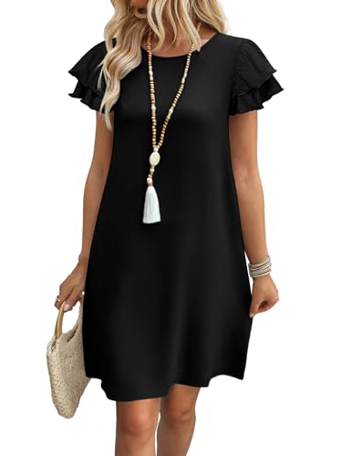 OFEEFAN Black Dress Womens Dresses 2026 Spring Summer Sundresses Boho Clothes Hawaiian Casual Elegant Classy Date Outfits L