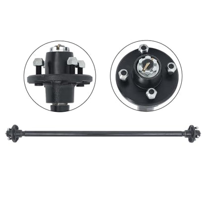 Thomletha Trailer Axle 2000 lbs Axle Beam 4 Lug Trailer Axle 52 inch Hub Face 42 inch Spring Center