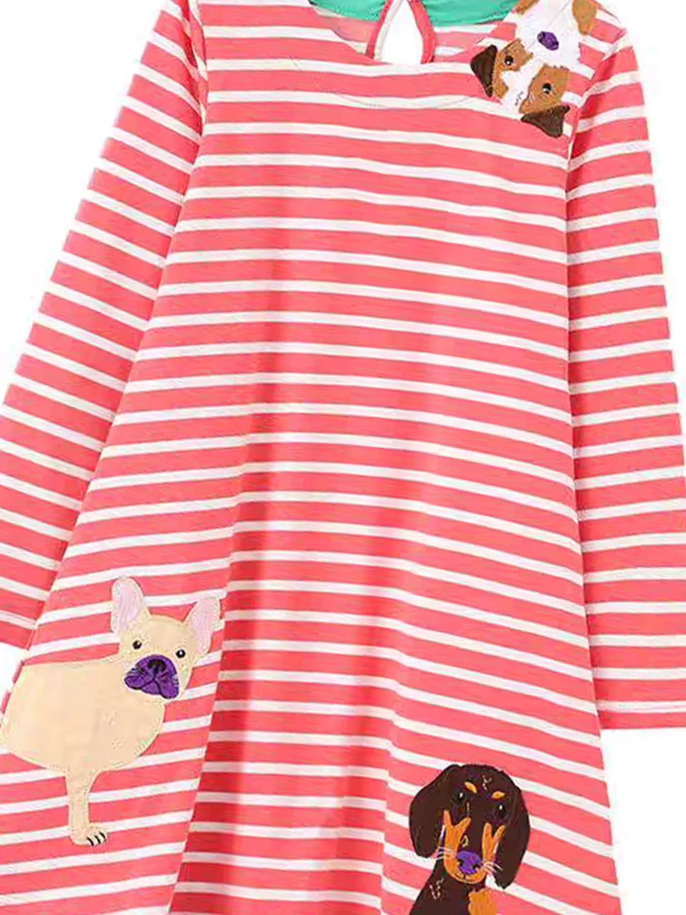Children's Striped Dog Long Sleeve Dress