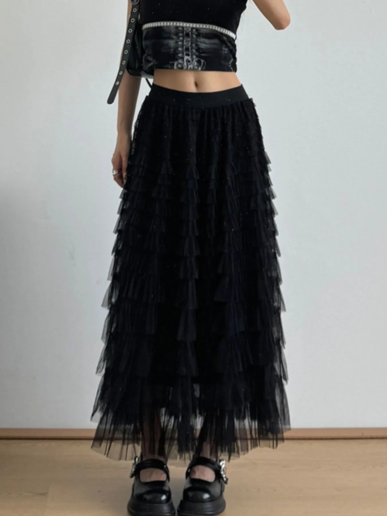 Tiered Tulle Maxi Skirt