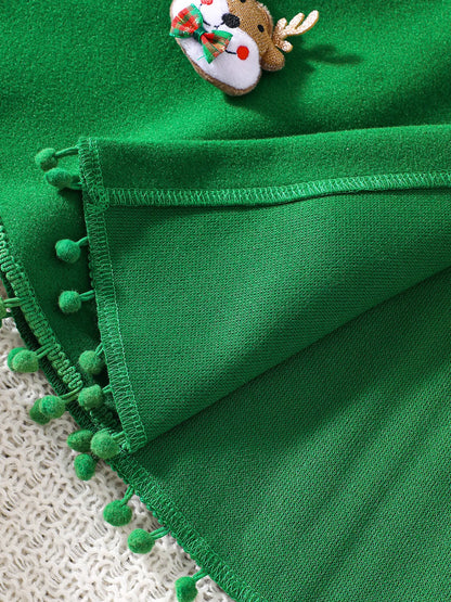 Children's Reindeer Embroidered Christmas Cape Outerwear