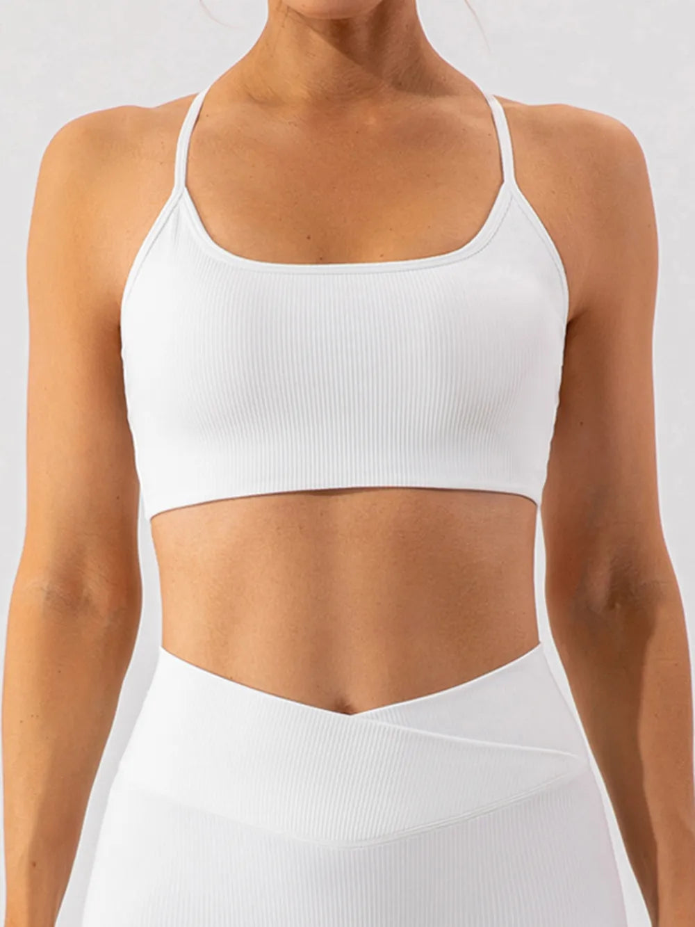 Spaghetti Strap Active Bra White