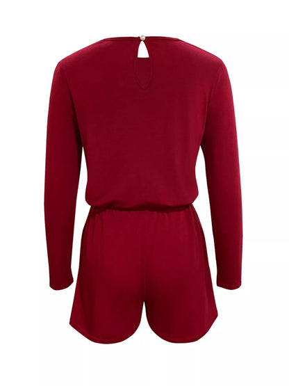 Long Sleeve Drawstring Romper