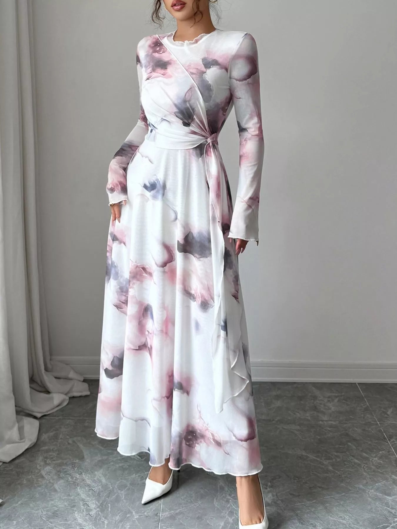 Tie-Dye Long Sleeve Maxi Dress