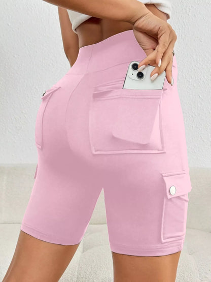 High Waist Pocketed Active Shorts Pink