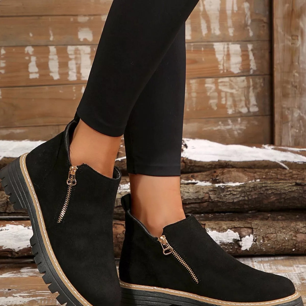 Side Zip Ankle Boots Black