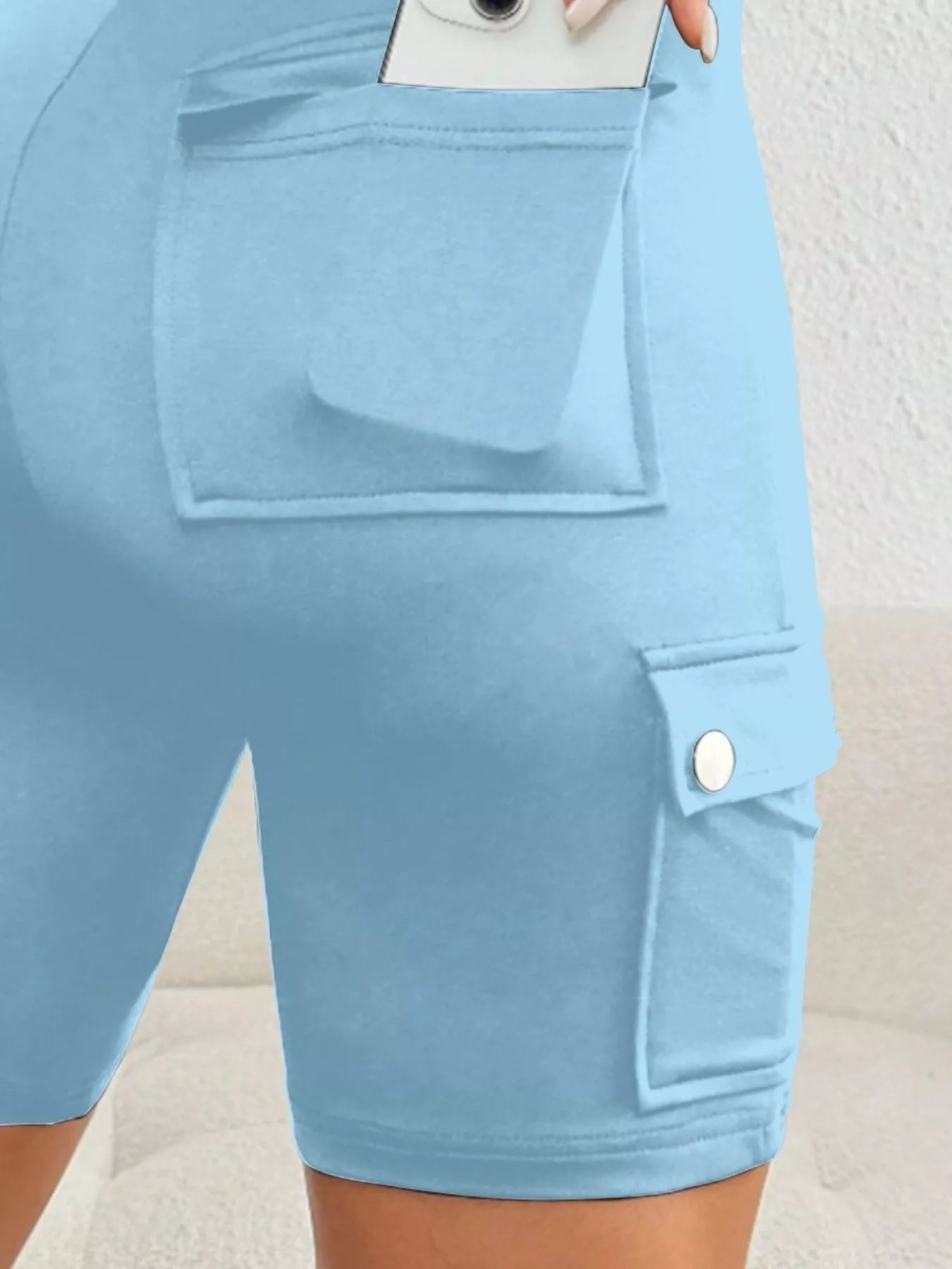 High Waist Pocketed Active Shorts