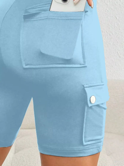 High Waist Pocketed Active Shorts