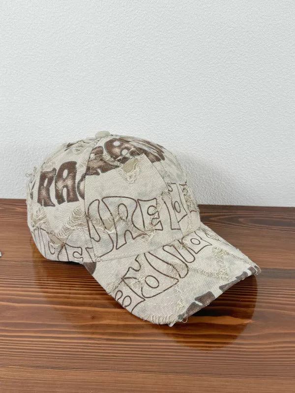 Distressed Adjustable Baseball Cap Khaki One Size