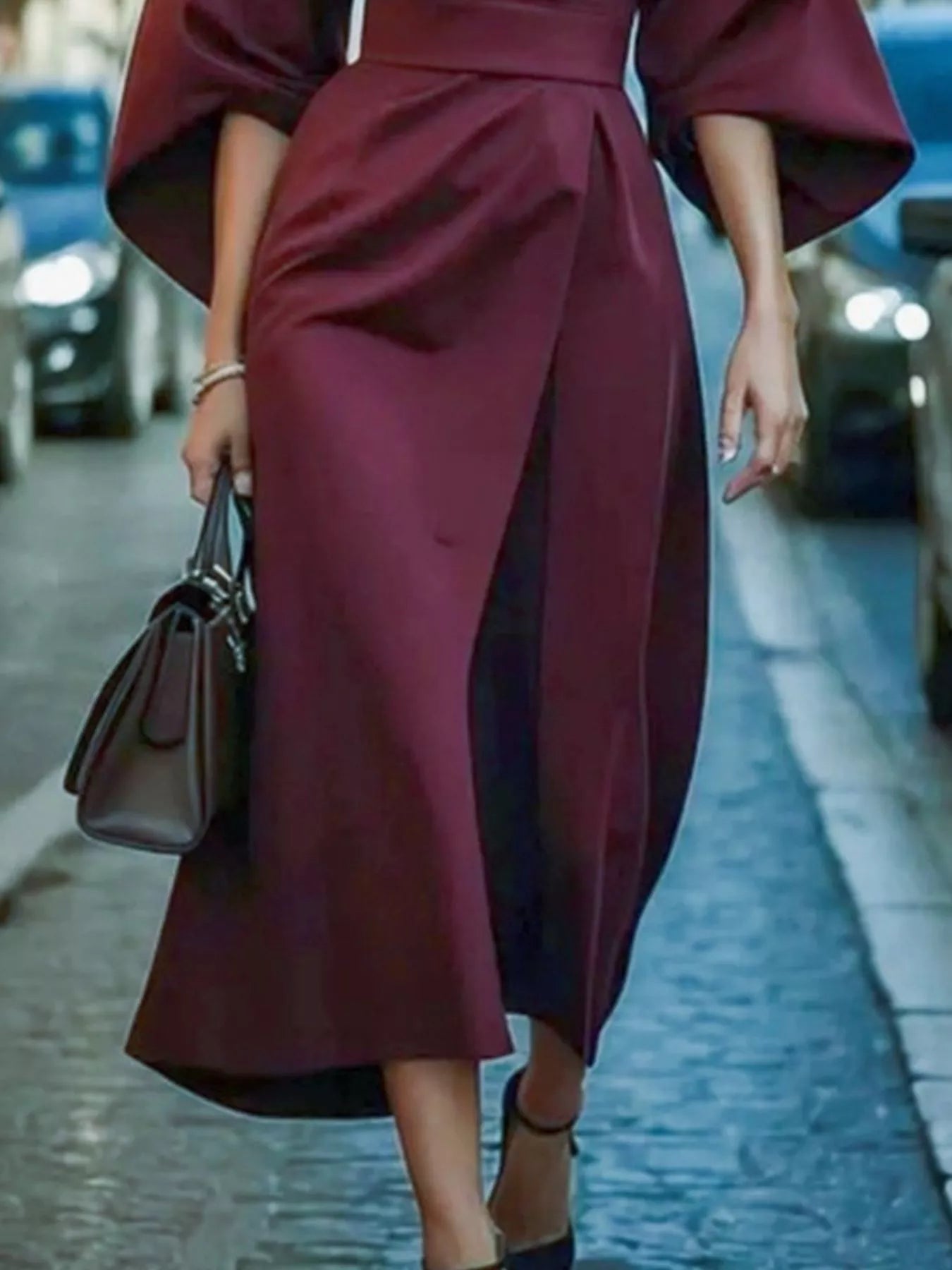 Round Neck 3/4 Sleeve Dress