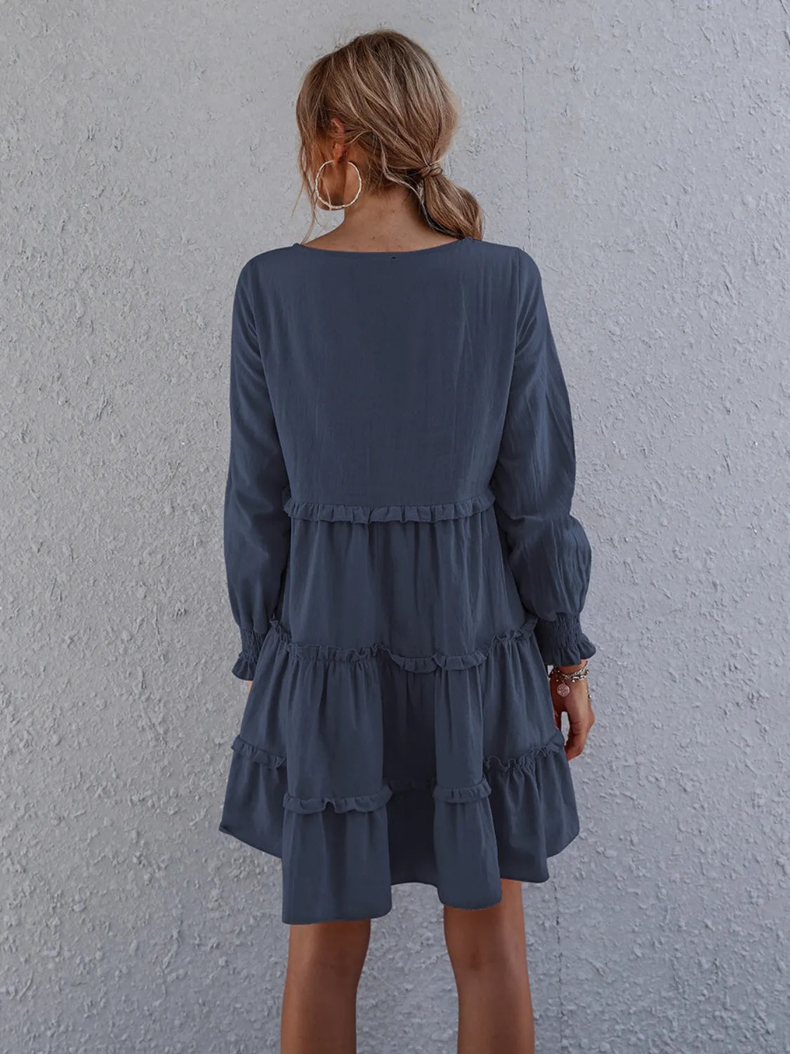 Frill Tiered Long Sleeve Mini Dress