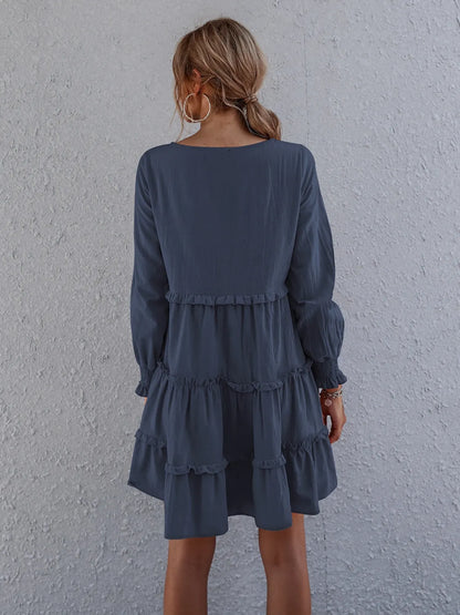 Frill Tiered Long Sleeve Mini Dress