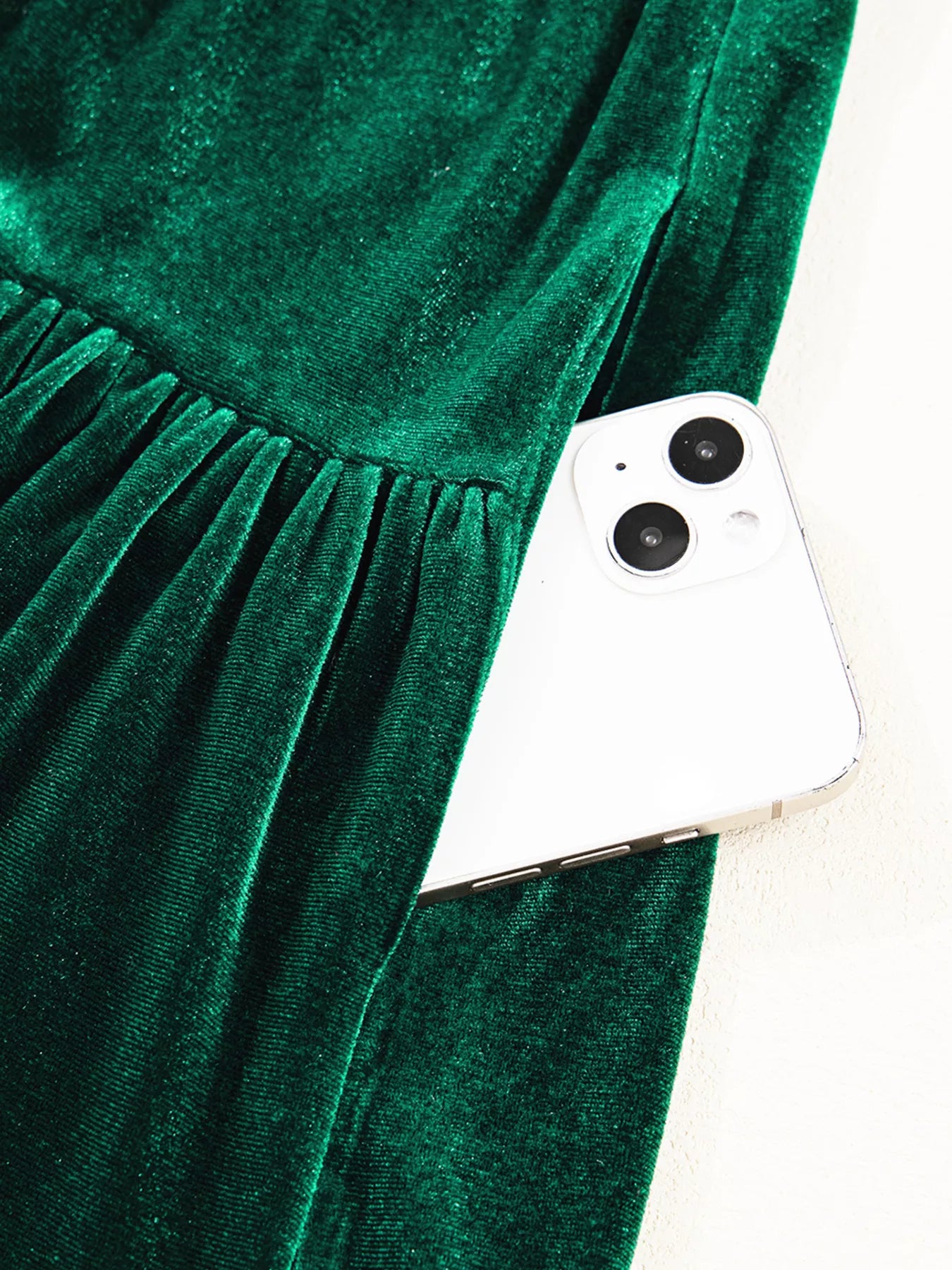 Sequin Puff Sleeve High Waist Tiered Velvet Mini Dress