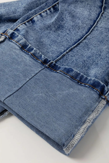 High-Waisted Wide-Leg Cuffed Jeans