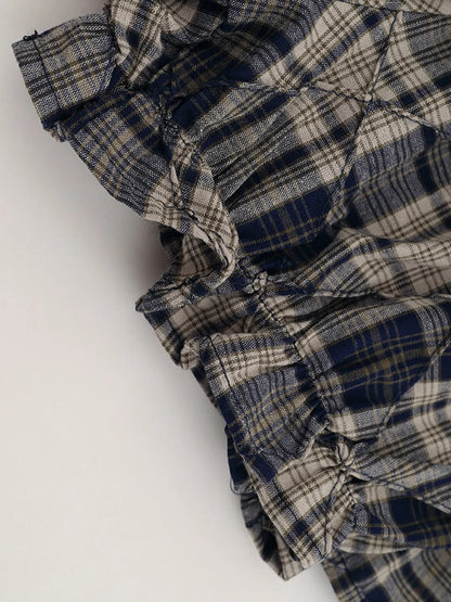 Drawstring Plaid Skort