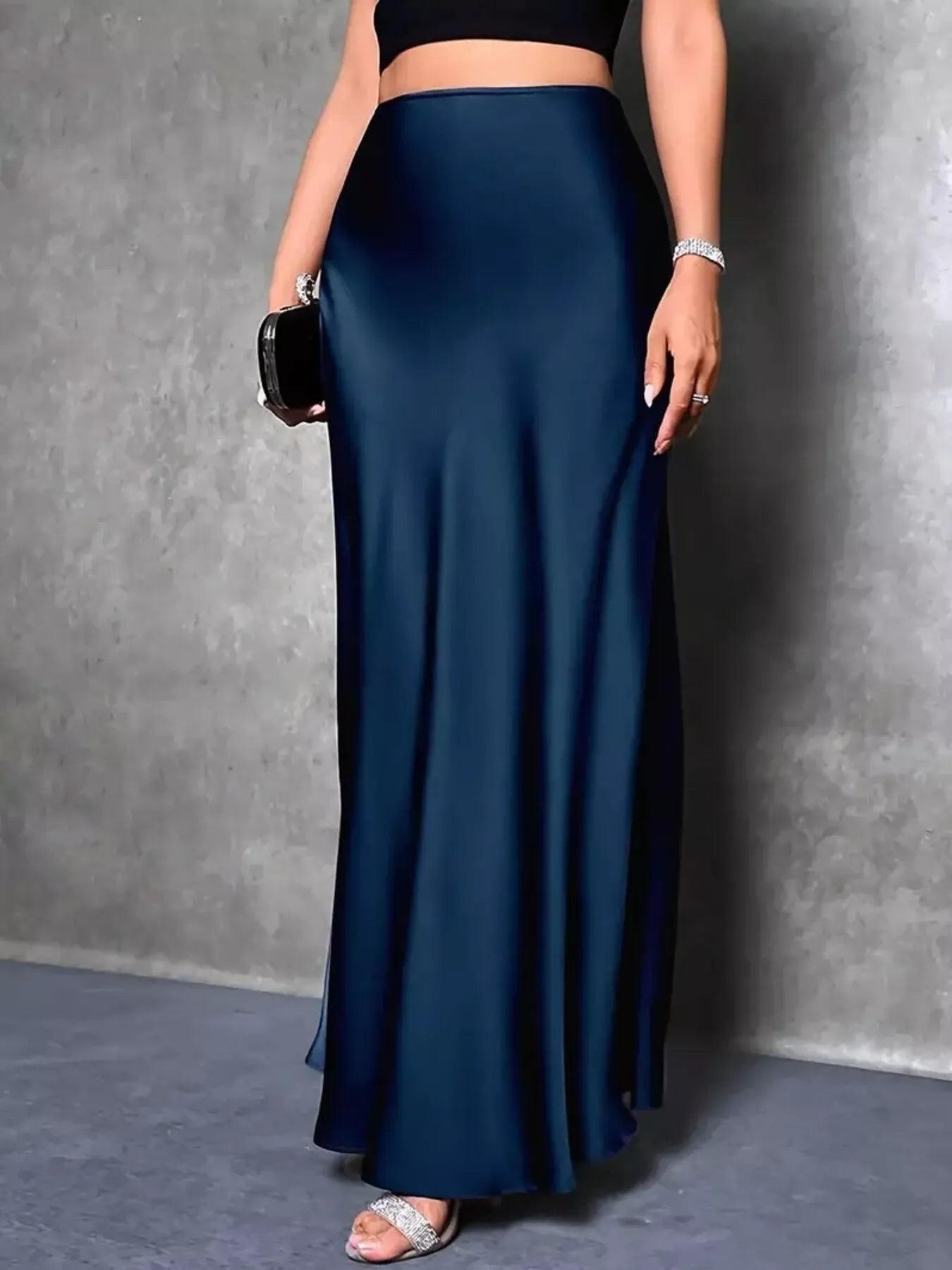 Satin High Waist Maxi Skirt