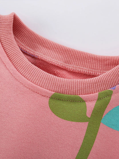 Children's Floral Print Sweatshirt and Pants Set