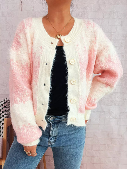 Ribbed Hem Button Up Cardigan
