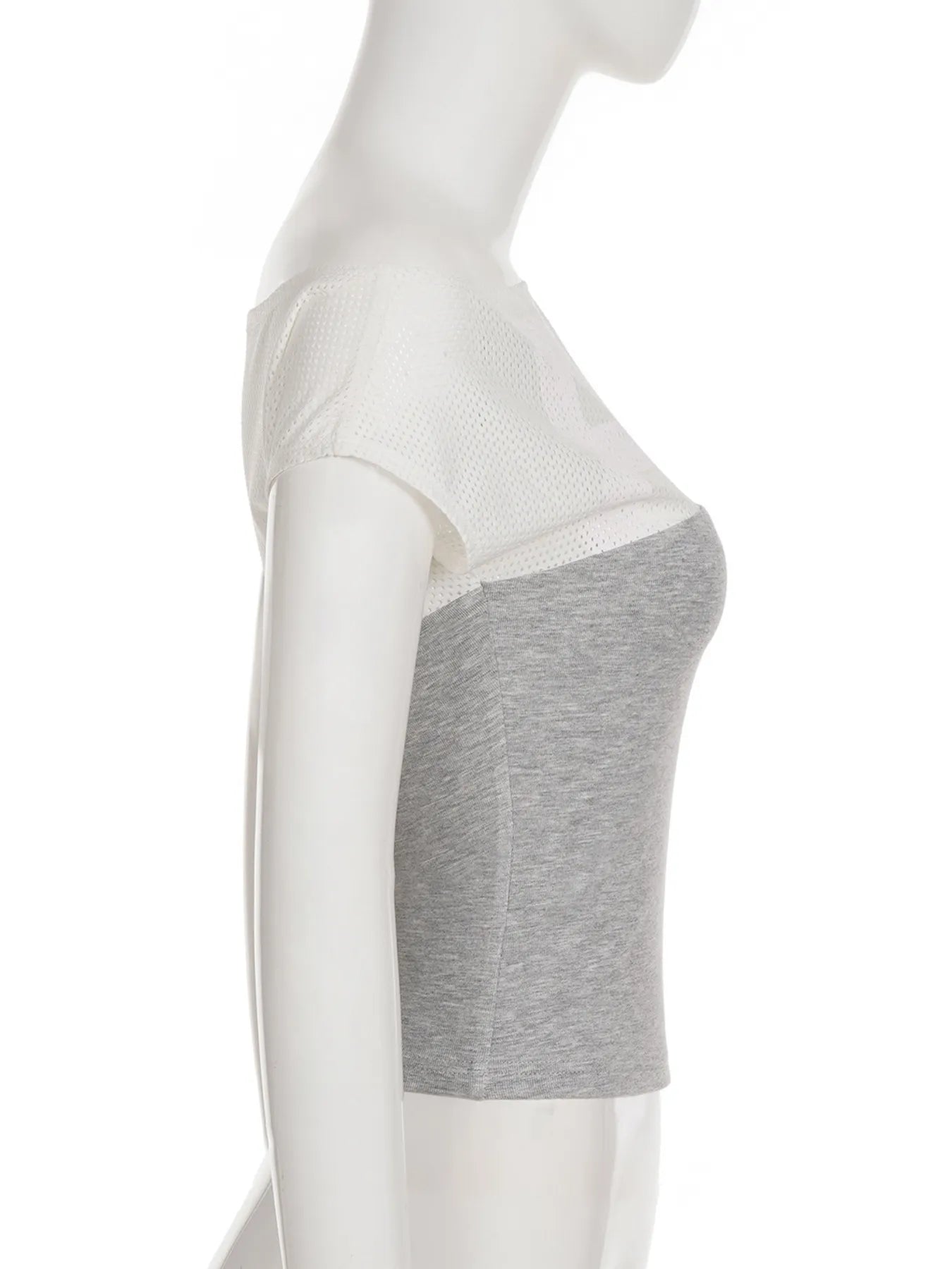 Asymmetric One-Shoulder Mesh Panel T-Shirt