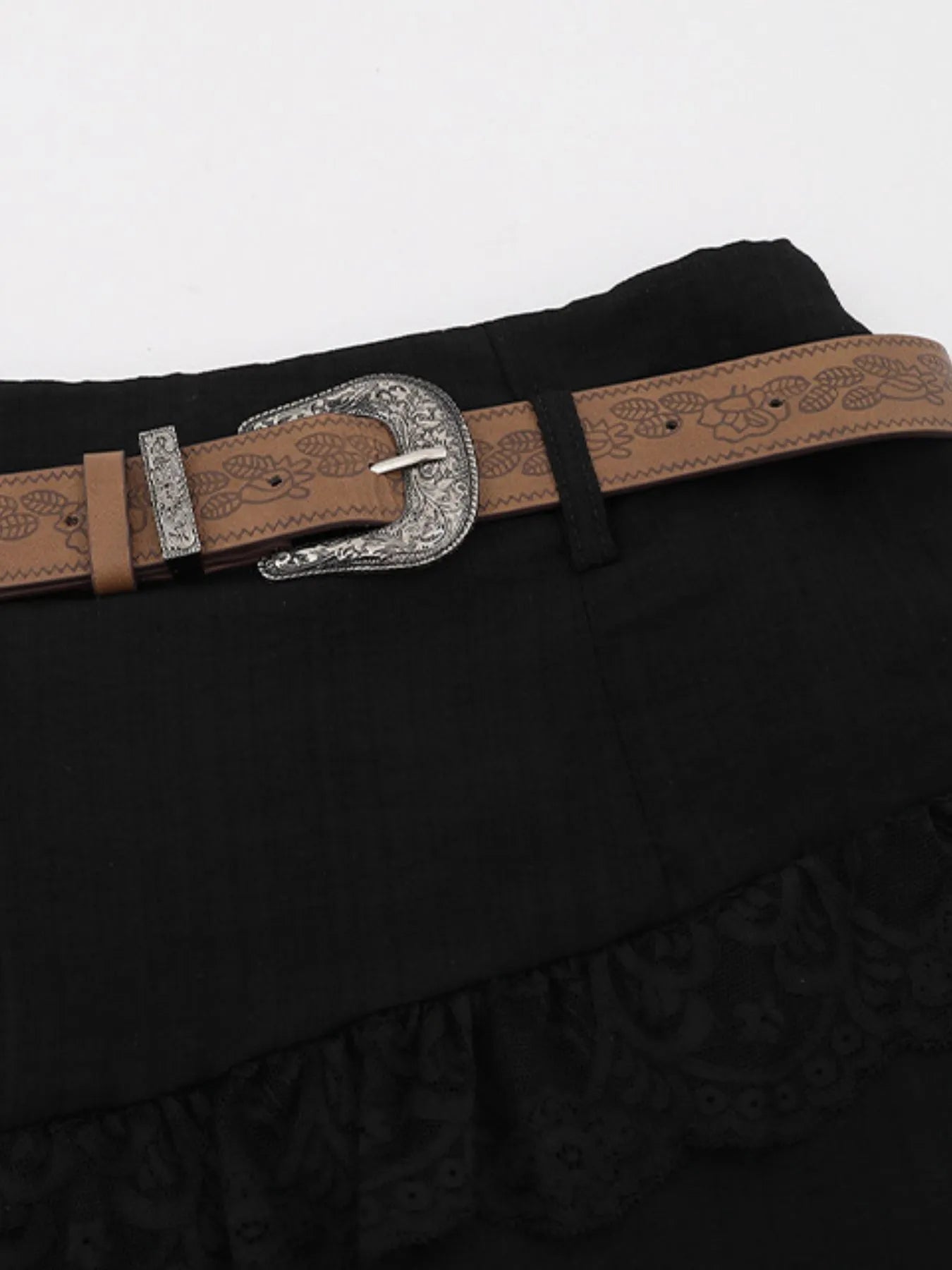 Asymmetrical Lace Ruffle Skirt