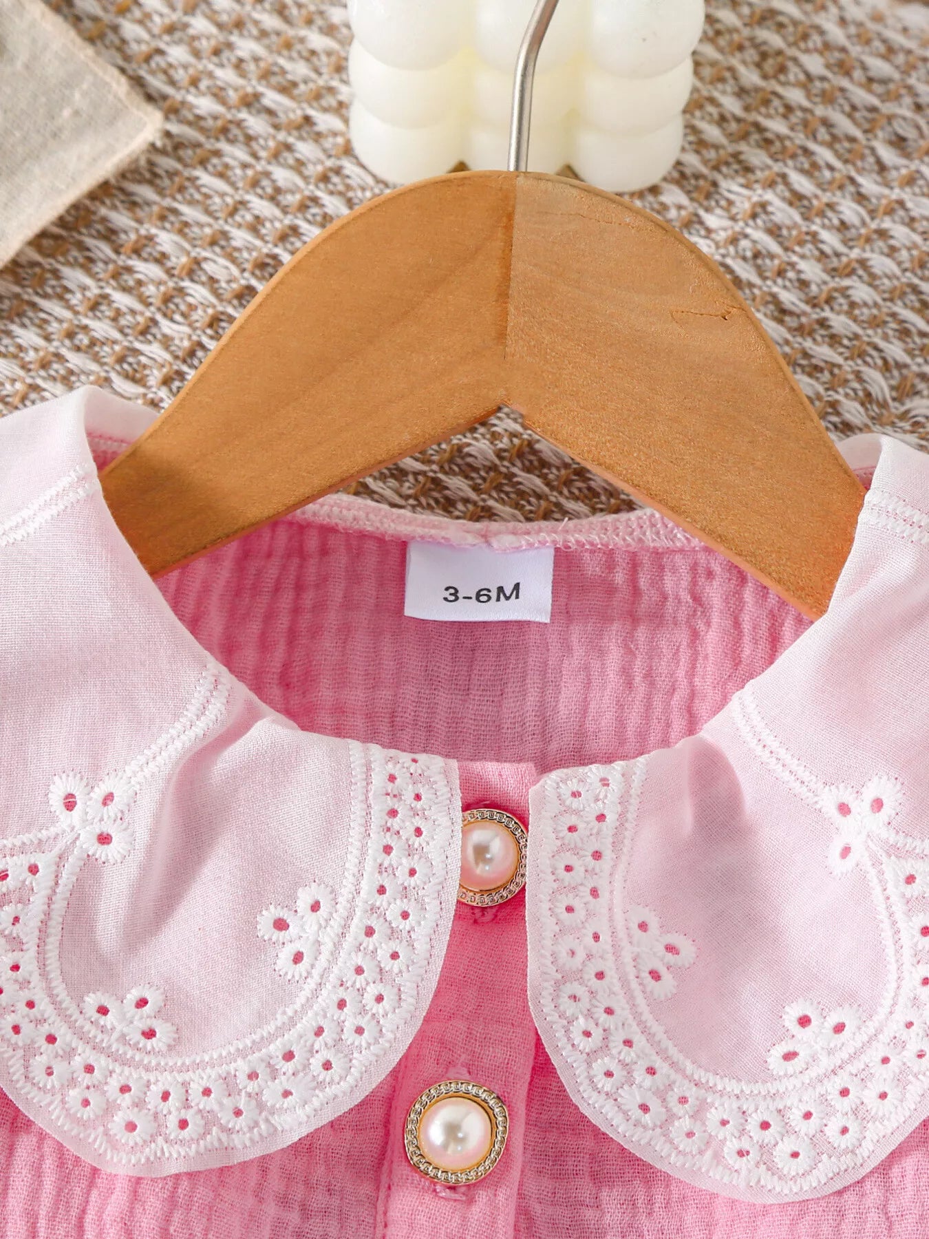 Children's Ruffle Trim Bow Decor Baby Set