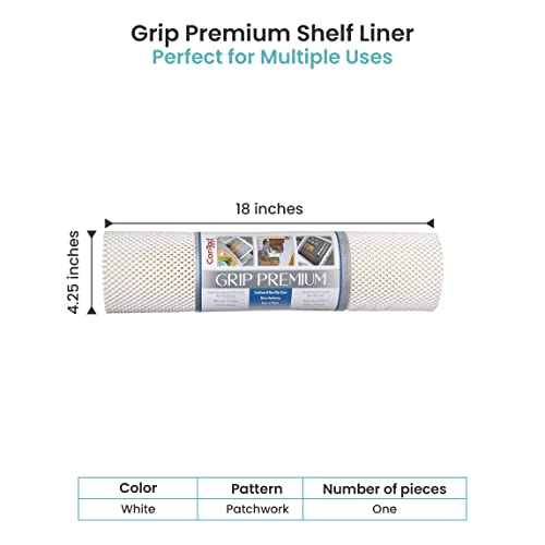 Con-Tact Brand Grip Premium Shelf Liner, Thick and Non-Adhesive Drawer Liner, Multi-Purpose and Easy to Use, 18" x 10', White, Pack of 1