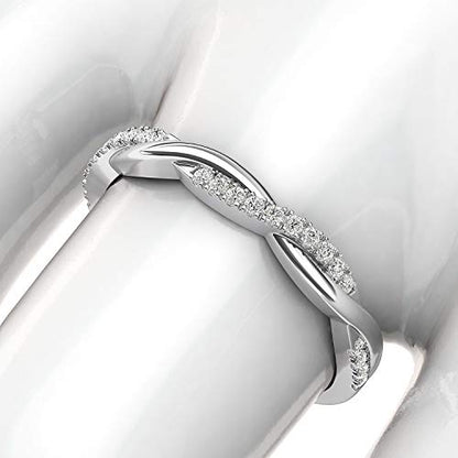 Sterling Silver 2.5mm Petite Twisted Vine Genuine Moissanite Ring Wedding Band Matching Ring (6)