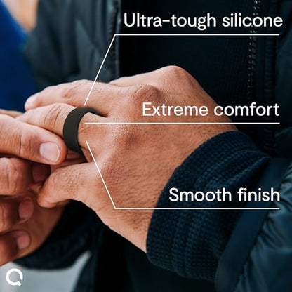 QALO Men's Rubber Ring – 9mm Wide x 1.85mm Thick – Skin-Friendly, Flexible, All-Day Wearable Silicone Wedding Band for Active Lifestyles – Comfortable Durable Fit – Green Deer, Size 10
