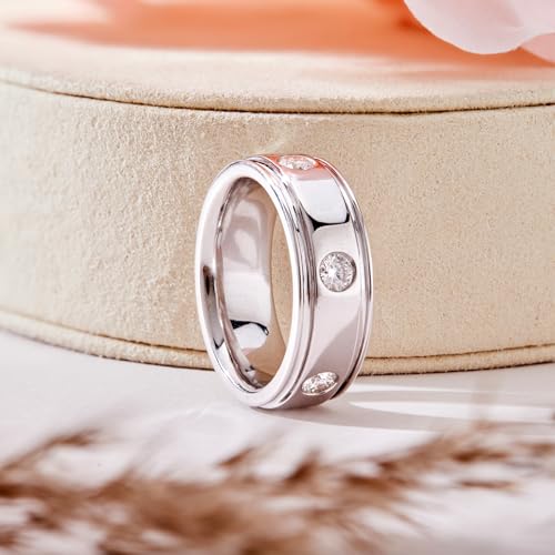DEWBERRY IGI Certified FG Color VS Clarity 1.25 CT Round-Cut Lab Grown Diamond Ring for Men | 925 Silver 14K White Gold Plated Flush Set Engagement Wedding Band Ring- Ready To Gift Size 11