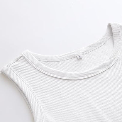 ANRABESS Womens Sleeveless High Neck Tank Tops Fashion Summer Casual Basic Slim Fit Ribbed Racerback Top Shirt Clothes White-L