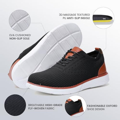 Furuian Steel Toe Shoes for Men Safety Shoes for Men Casual Dress Work Sneakers Lightweight Steel Toe Work Sneakers Comfortable Safety Tennis Oxfords Black